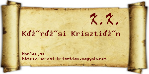 Kőrösi Krisztián névjegykártya